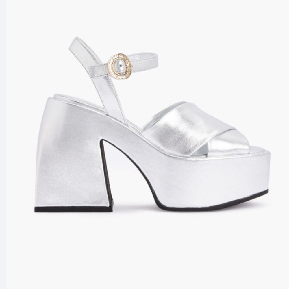 Nodaleto Bulla Joni silver metallic Napa heels size 38